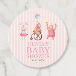 Etiquetas Para Lembrancinhas Chá de fraldas de Urso de Corda de Circo Cor Rosa