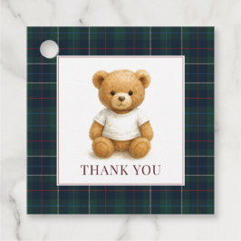 Etiquetas Para Lembrancinhas Chá de fraldas de Xadrez do Urso de Pré-Disquete C