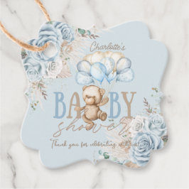 Etiquetas Para Lembrancinhas Chá de fraldas do Boho Blue Floral Pampas Teddy Be