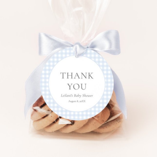 Etiquetas Para Lembrancinhas Chá de fraldas do Garoto Gingham Azul Pálido (Criador carregado)