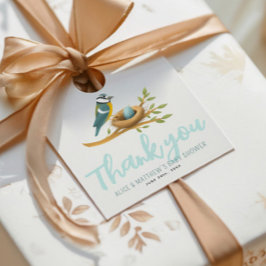 Etiquetas Para Lembrancinhas Chá de fraldas do Ninho de Pássaro Azul-Bonito