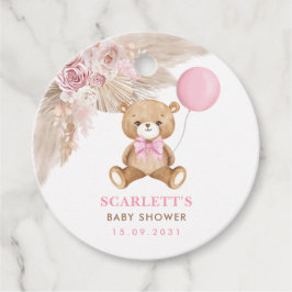 Etiquetas Para Lembrancinhas Chá de fraldas do Urso de Teddy, Cor-de-Rosa, Dust
