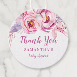 Etiquetas Para Lembrancinhas Chá de fraldas Dourado de Bebê Rosa Rosa Púrpura, 