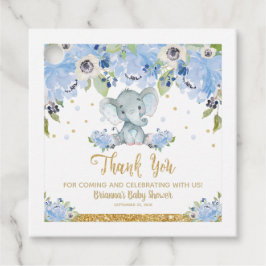 Etiquetas Para Lembrancinhas Chá de fraldas Elefante Blue Floral Boy Obrigado