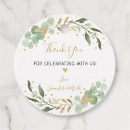 Etiquetas Para Lembrancinhas Chá de fraldas Eucalyptus Dourado verde