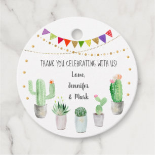 Etiquetas Para Lembrancinhas Chá de fraldas Fiesta Cactus Dourado
