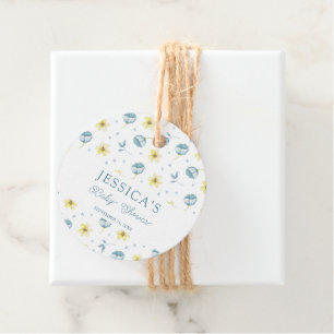 Etiquetas Para Lembrancinhas Chá de fraldas Floral Amarelo Azul bonito