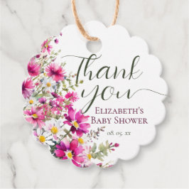 Etiquetas Para Lembrancinhas Chá de fraldas Floral Floral de Flores Rosa Brilha