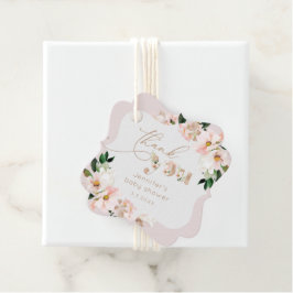 Etiquetas Para Lembrancinhas Chá de fraldas floral rosa brilhante obrigado