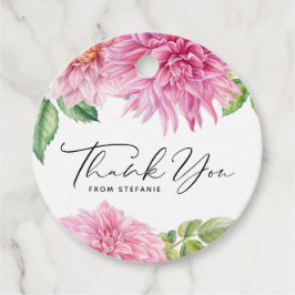 Etiquetas Para Lembrancinhas Chá de fraldas Floral Rosa Dahlia Muito Obrigado