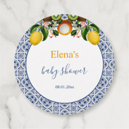 Etiquetas Para Lembrancinhas Chá de fraldas Itália de Lemons Brancos e Azuis de
