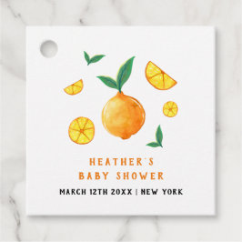 Etiquetas Para Lembrancinhas Chá de fraldas Laranja de Citrus Modern Watercor