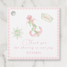 Etiquetas Para Lembrancinhas Chá de fraldas Náutica Xadrez Rosa