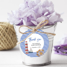 Etiquetas Para Lembrancinhas Chá de fraldas Náutico Azul Obrigado