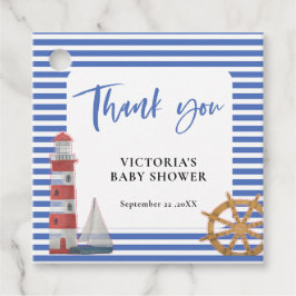 Etiquetas Para Lembrancinhas Chá de fraldas Náutico Azul Obrigado