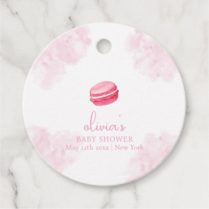 Etiquetas Para Lembrancinhas Chá de fraldas Pink Watercolor Bonjour Bébé Macaro