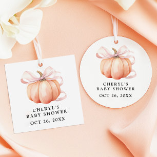 Etiquetas Para Lembrancinhas Chá de fraldas Pumpkin de Aquarela de Arco Rosa