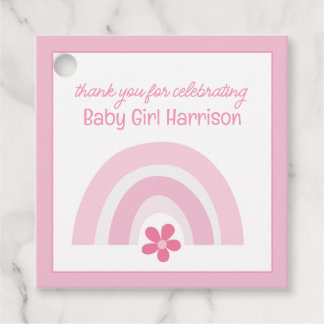 Etiquetas Para Lembrancinhas Chá de fraldas rosa-arco-íris e flores