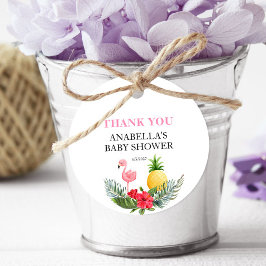 Etiquetas Para Lembrancinhas Chá de fraldas Rosa Tropical Flamingo