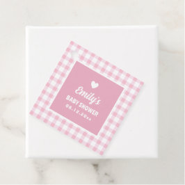 Etiquetas Para Lembrancinhas Chá de fraldas Simples de Gingham Pink Pastel Retr