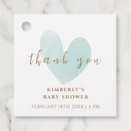 Etiquetas Para Lembrancinhas Chá de fraldas Simples do Coração Verde Obrigado