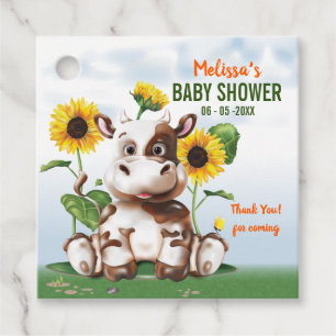 Etiquetas Para Lembrancinhas Chá de fraldas Sunflower Cow de Jersey