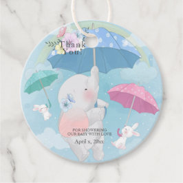 Etiquetas Para Lembrancinhas Chá de fraldas Umbrellas Elephant Bunnies