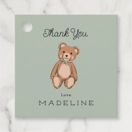 Etiquetas Para Lembrancinhas Chá de fraldas Verde Clássico do Urso de Teddy