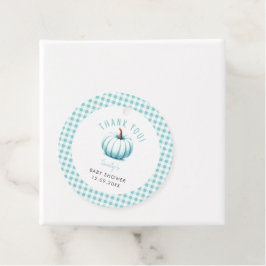 Etiquetas Para Lembrancinhas Chá de fraldas Xadrez Pumpkin Blue Gingham