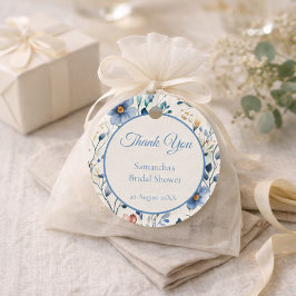 Etiquetas Para Lembrancinhas Chá de Noiva Azul Poeira Floral Aquarela