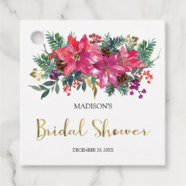 Etiquetas Para Lembrancinhas Chá de Noiva de Natal com Poinsettia Rosa