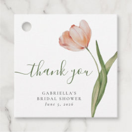 Etiquetas Para Lembrancinhas Chá de Noiva Elegante em Aquarela Tulipa Verde