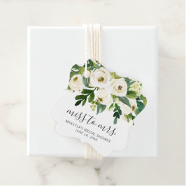 Etiquetas Para Lembrancinhas Chá de Noiva Floral Branco Moderno e Elegante