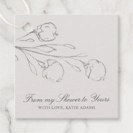 Etiquetas Para Lembrancinhas Chá de Noiva Floral Cinza Elegante