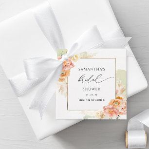 Etiquetas Para Lembrancinhas Chá de Noiva Floral Elegante em Tons de Pêssego e
