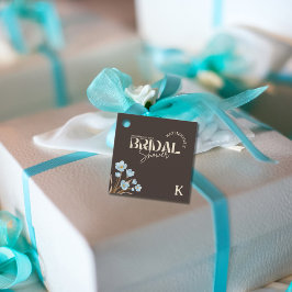 Etiquetas Para Lembrancinhas Chá de Noiva Floral em Aquarela Azul Elegante Marr