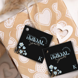 Etiquetas Para Lembrancinhas Chá de Noiva Floral em Aquarela Azul Elegante Pret