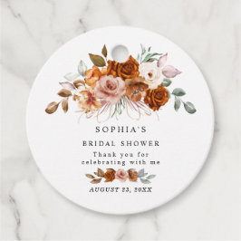 Etiquetas Para Lembrancinhas Chá de Noiva Floral em Terracota Laranja Queimada