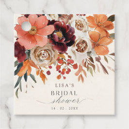 Etiquetas Para Lembrancinhas Chá de Noiva Floral Outono Burgundy Rústico