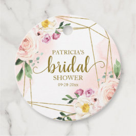 Etiquetas Para Lembrancinhas Chá de Noiva Geométrico Dourado Floral Rosa Batom