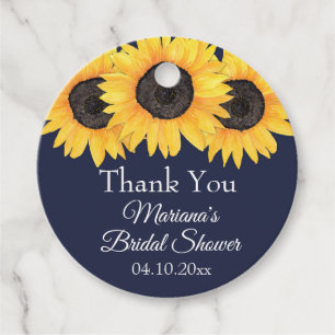 Etiquetas Para Lembrancinhas Chá de Noiva Girassóis Azul Marinho