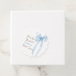 Etiquetas Para Lembrancinhas Chá de Noiva Laço Azul Ela Está Fazendo o Nó