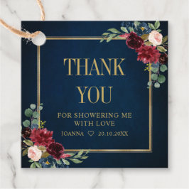 Etiquetas Para Lembrancinhas Chá de panela Blush do Marinho Burgundy Obrigado