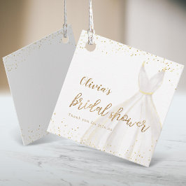 Etiquetas Para Lembrancinhas Chá de panela de vestir elegante com brilho Dourad