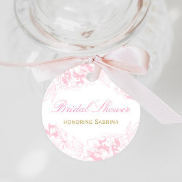 Etiquetas Para Lembrancinhas Chá de panela Dourado Floral Elegante Rosa