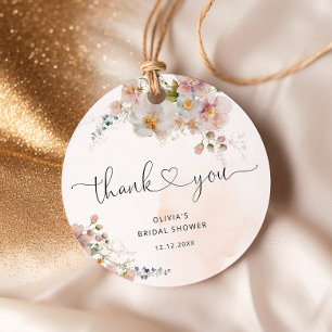 Etiquetas Para Lembrancinhas Chá de panela Elegante De Flores Rosa Blush Obriga