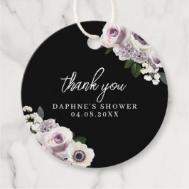 Etiquetas Para Lembrancinhas Chá de panela Floral Negro Moody Anemone e Purple