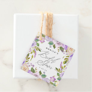 Etiquetas Para Lembrancinhas Chá de panela frente e verso floral roxo elegante
