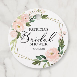 Etiquetas Para Lembrancinhas Chá de panela Geométrico Dourado Floral Rosa