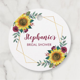 Etiquetas Para Lembrancinhas Chá de panela Sunflower Geometric Floral Obrigado